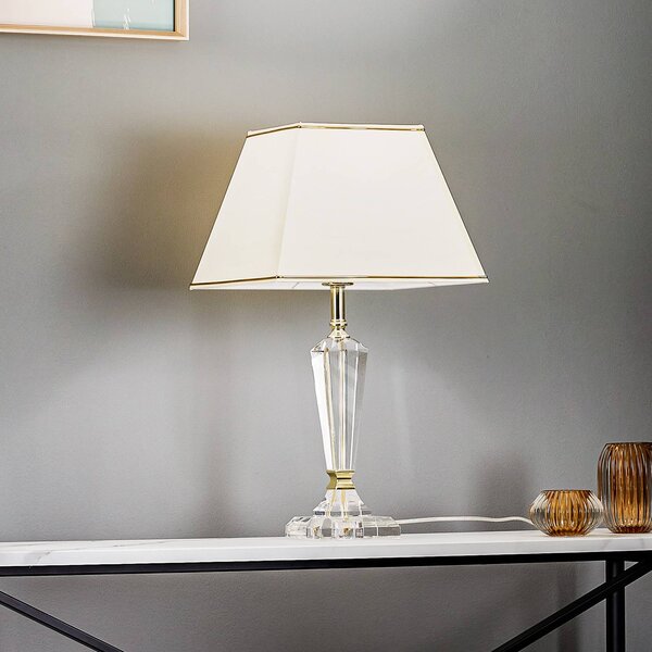 ORION Lampa stołowa Veronique, kremowy / amber, salon / jadalnia, kryształ