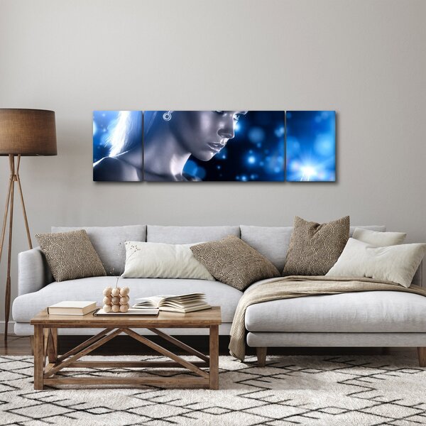Obraz kobiety w niebieskim blasku (170x50 cm)