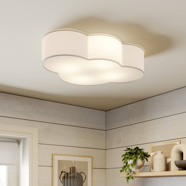 Lampa sufitowa Cloud TK Lighting, możliwość ściemniania, biały / opal, salon / jadalnia, tkanina / materiał / jedwab, młodzieżowy