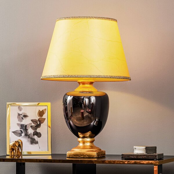 Lampa stołowa Mozart ONLI, mosiężny / złoty, salon / jadalnia, tkanina / materiał / jedwab, antyczny