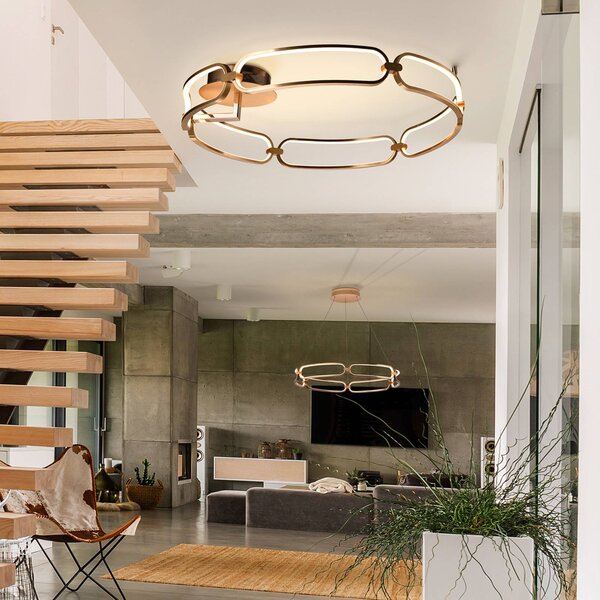 Schuller Valencia Lampa sufitowa LED Colette, mosiężny / złoty, salon / jadalnia, aluminium, nowoczesny