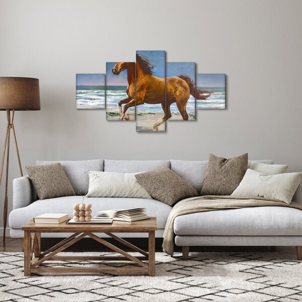 Obraz konia na plaży (125x70 cm)