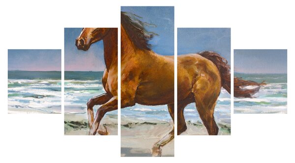 Obraz konia na plaży (125x70 cm)