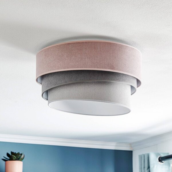 Lampa sufitowa Pastell Trio Duolla, możliwość ściemniania, fioletowy / różowy / bladoróżowy, salon / jadalnia, tkanina / materiał / jedwab, nowoczesny