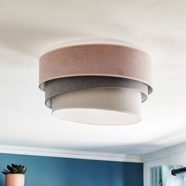 Lampa sufitowa Pastell Trio Duolla, możliwość ściemniania, fioletowy / różowy / bladoróżowy, salon / jadalnia, tkanina / materiał / jedwab, nowoczesny
