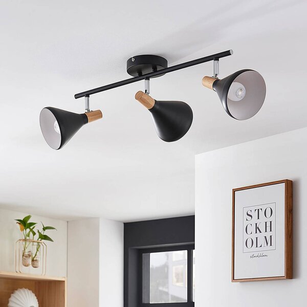 Lampa sufitowa Lindby Arina, 53 cm, czarna, 3-punktowa, E14 Arina Lindby, możliwość ściemniania, czarny, sypialnia, metal, nowoczesny