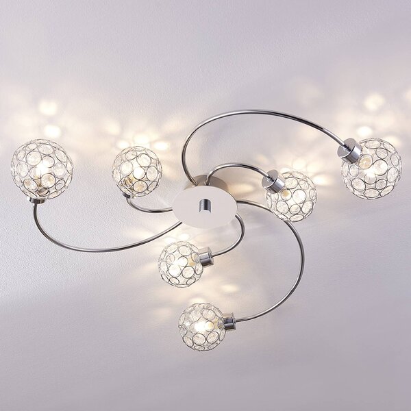 Lampa sufitowa Tyron Lindby, możliwość ściemniania, chromowy / srebrny, salon / jadalnia, metal, nowoczesny
