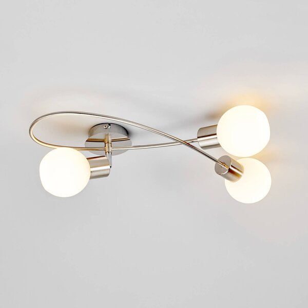 Lampa sufitowa Elaina Lindby, możliwość ściemniania, aluminiowy / szary / cynkowy, salon / jadalnia, metal, nowoczesny