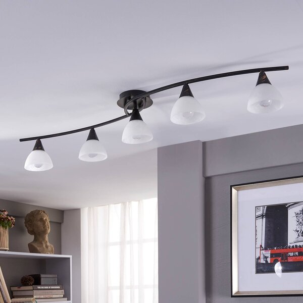 Lampa sufitowa Della Lindby, możliwość ściemniania, czarny, salon / jadalnia, szkło, dworkowy / rustykalny