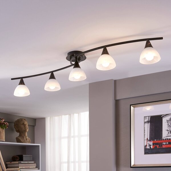 Lampa sufitowa Della Lindby, możliwość ściemniania, czarny, salon / jadalnia, szkło, dworkowy / rustykalny