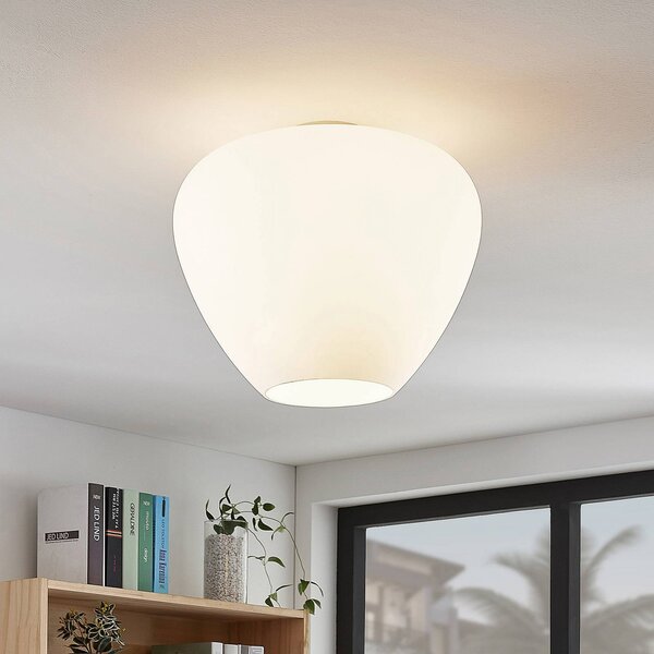 Lampa sufitowa Bibiane Lindby, możliwość ściemniania, biały / opal, salon / jadalnia, szkło, nowoczesny
