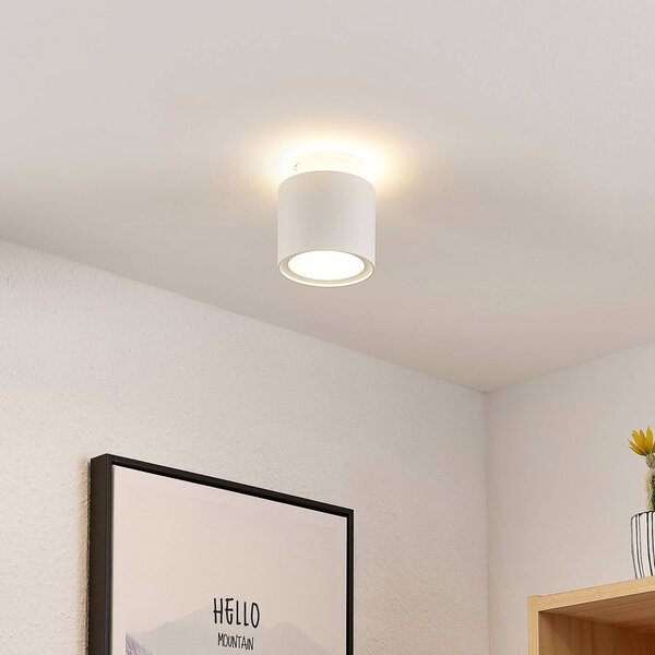Arcchio lampa sufitowa Walisa, Ø 10 cm, biały, dyfuzor, GU10 Walisa Arcchio, możliwość ściemniania, biały / opal, salon / jadalnia, aluminium, nowoczesny