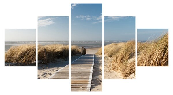 Obraz - Piaszczysta plaża na wyspie Langeoog, Niemcy (125x70 cm)