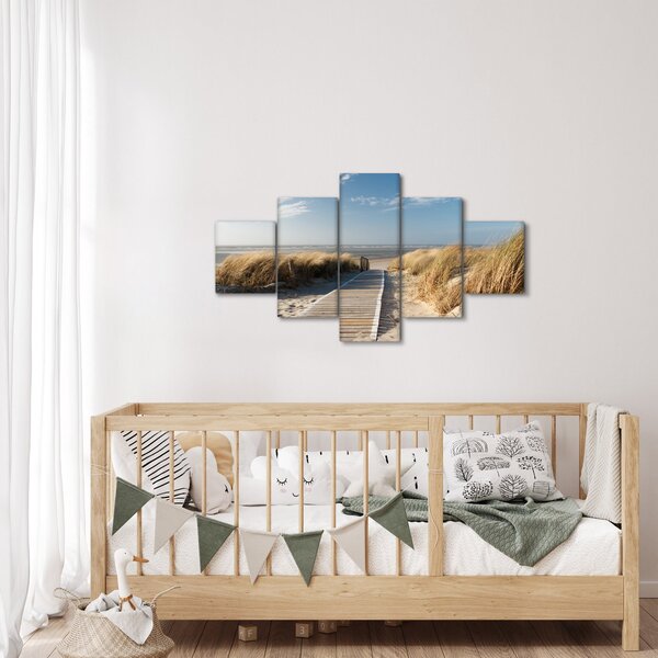 Obraz - Piaszczysta plaża na wyspie Langeoog, Niemcy (125x70 cm)