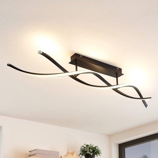 Lampa sufitowa LED Welina Lindby, możliwość ściemniania, czarny, salon / jadalnia, metal, nowoczesny