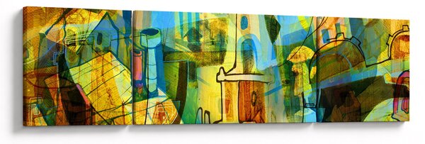 Obraz - Architektura, abstrakcja kubistyczna (170x50 cm)