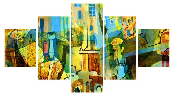 Obraz - Architektura, abstrakcja kubistyczna (125x70 cm)