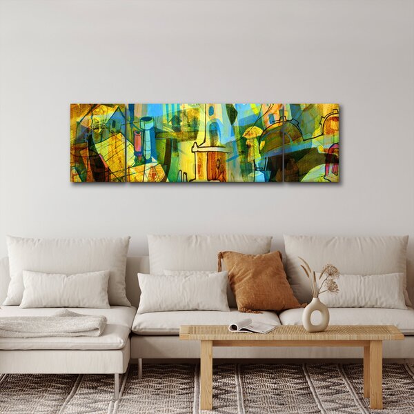 Obraz - Architektura, abstrakcja kubistyczna (170x50 cm)