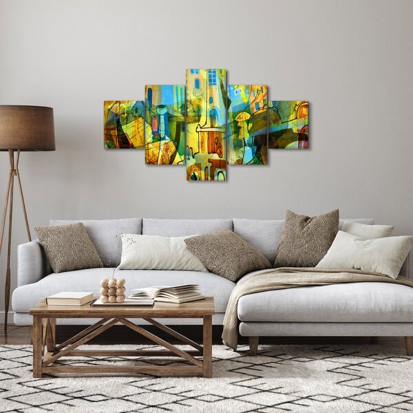 Obraz - Architektura, abstrakcja kubistyczna (125x70 cm)