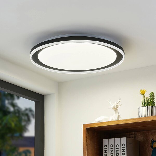 Lampa sufitowa LED Verdan Lindby, możliwość ściemniania, czarny, salon / jadalnia, metal, nowoczesny