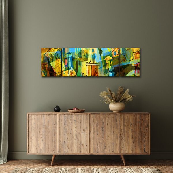 Obraz - Architektura, abstrakcja kubistyczna (170x50 cm)