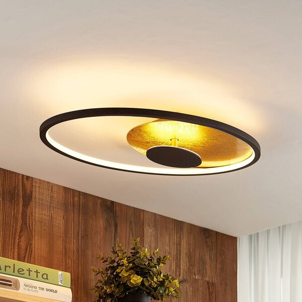 Lampa sufitowa LED Feival Lindby, możliwość ściemniania, brązowy / rdzawy, salon / jadalnia, metal, nowoczesny
