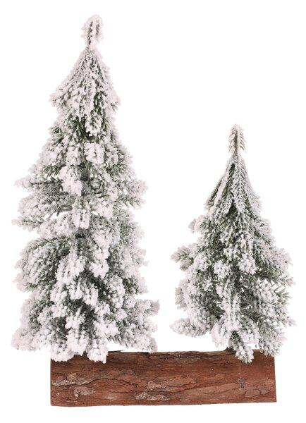 Dekoracja świąteczna Choinki na pniu - duo, 26 cm, ośnieżone