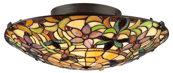 QUOIZEL Lampa sufitowa tiffany Kami, multikolor, salon / jadalnia, szkło, tiffany