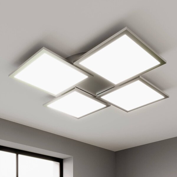 Lampa sufitowa LED Ilira Lucande, możliwość ściemniania, aluminiowy / szary / cynkowy, kuchnia, aluminium, nowoczesny