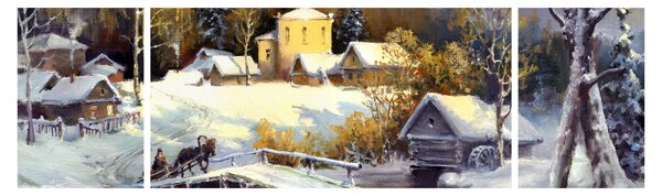 Obraz - Zimowe miasteczko (170x50 cm)