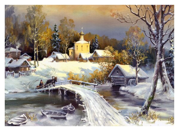 Obraz - Zimowe miasteczko (70x50 cm)