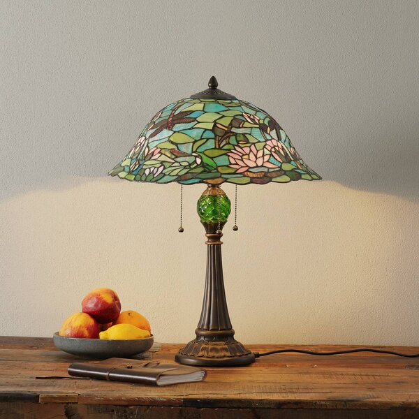 Clayre&Eef Lampa stołowa tiffany Waterlily, multikolor, salon / jadalnia, szkło, tiffany
