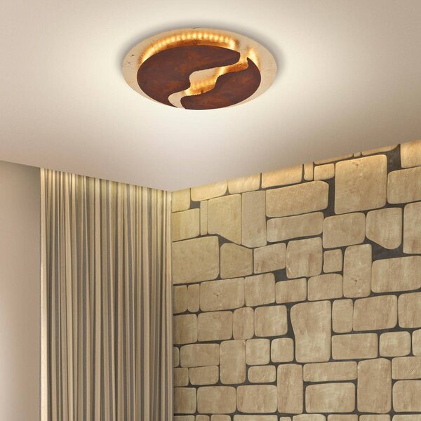Paul Neuhaus Lampa sufitowa LED Nevis, możliwość ściemniania, brązowy / rdzawy, salon / jadalnia, metal, nowoczesny