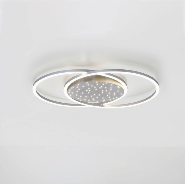Paul Neuhaus Lampa sufitowa LED Yuki, możliwość ściemniania, aluminiowy / szary / cynkowy, salon / jadalnia, aluminium, nowoczesny