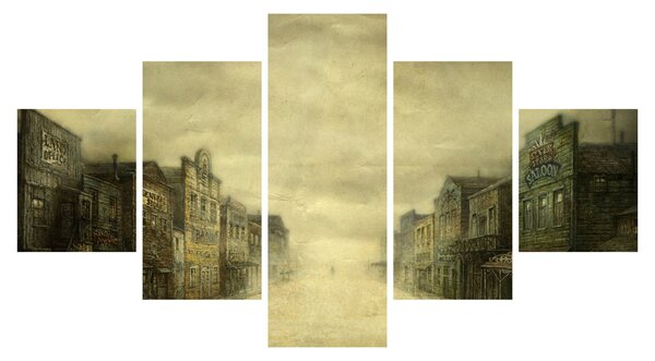 Obraz westernowego miasteczka (125x70 cm)