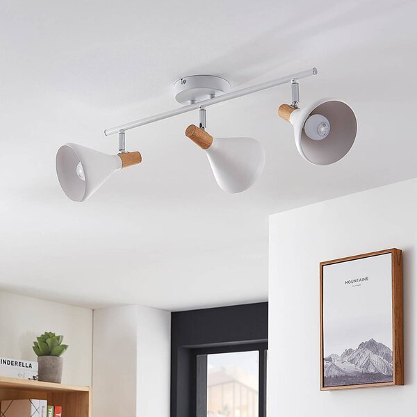 Lampa sufitowa Lindby Arina, 53 cm, biała, 3-punktowa, E14 Arina Lindby, możliwość ściemniania, biały / opal, sypialnia, metal, nowoczesny