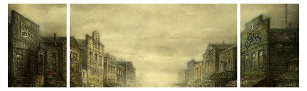 Obraz westernowego miasteczka (170x50 cm)
