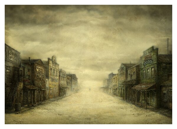 Obraz westernowego miasteczka (70x50 cm)