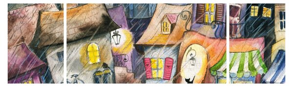 Obraz - Deszczowy wieczór (170x50 cm)