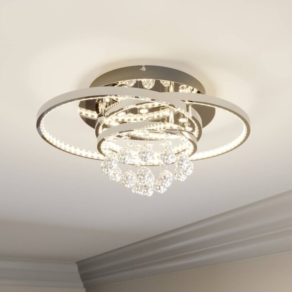 Lampa sufitowa LED Keely Lucande, możliwość ściemniania, chromowy / srebrny, salon / jadalnia, metal, nowoczesny