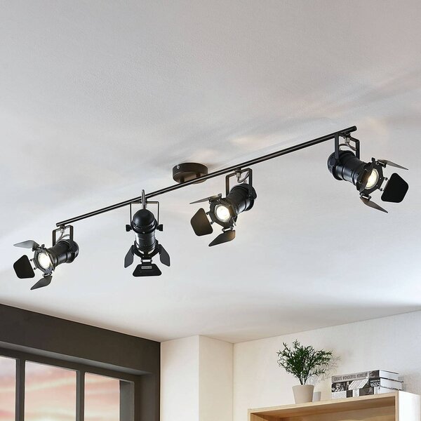 Lampa sufitowa Tilen Lindby, możliwość ściemniania, czarny, salon / jadalnia, metal, industrialny
