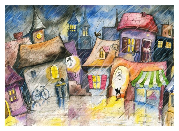 Obraz - Deszczowy wieczór (70x50 cm)