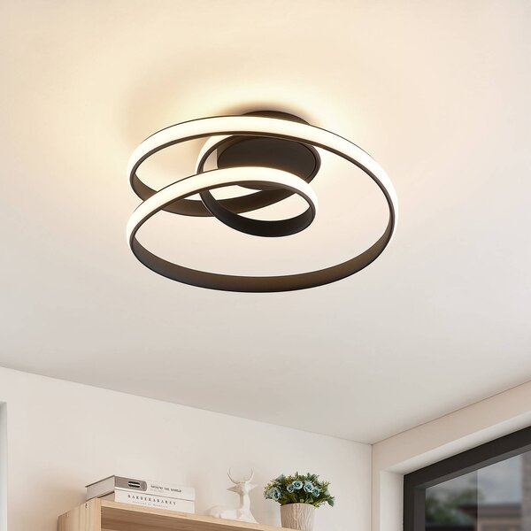 Lampa sufitowa LED Sakina Lucande, możliwość ściemniania, czarny, salon / jadalnia, metal, design
