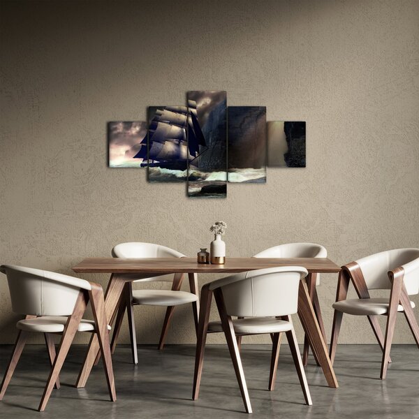 Obraz - Statek między klifami (125x70 cm)