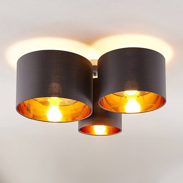 Lampa sufitowa Laurenz Lindby, możliwość ściemniania, aluminiowy / szary / cynkowy, salon / jadalnia, tkanina / materiał / jedwab, nowoczesny