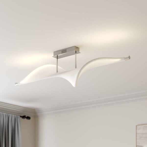 Lampa sufitowa Edano Lucande, możliwość ściemniania, biały / opal, salon / jadalnia, tkanina / materiał / jedwab, nowoczesny