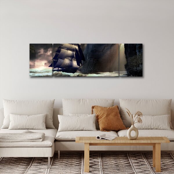 Obraz - Statek między klifami (170x50 cm)