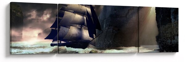 Obraz - Statek między klifami (170x50 cm)
