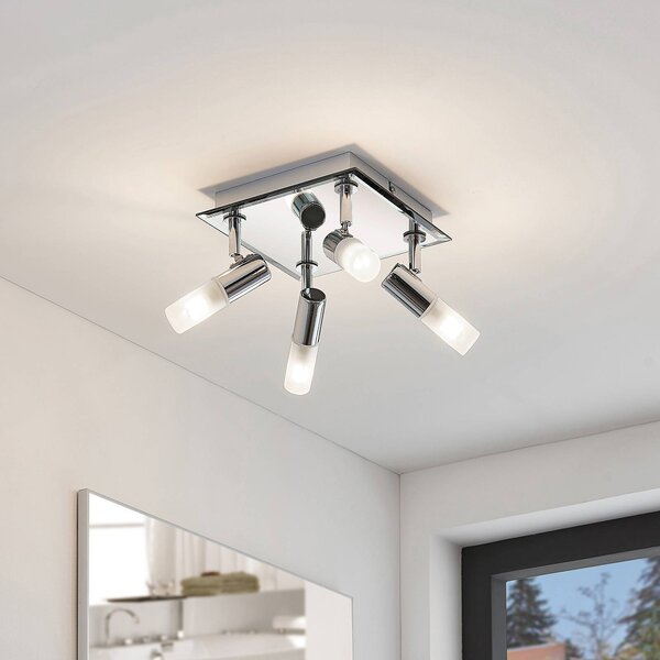 Lampa sufitowa Zela Lindby, możliwość ściemniania, chromowy / srebrny, łazienka, metal, nowoczesny