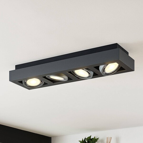 Lampa sufitowa Ronka Arcchio, możliwość ściemniania, czarny, salon / jadalnia, aluminium, nowoczesny